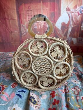 Woven Raffia Circle Handbag Boho Beach Purse 🌴✨